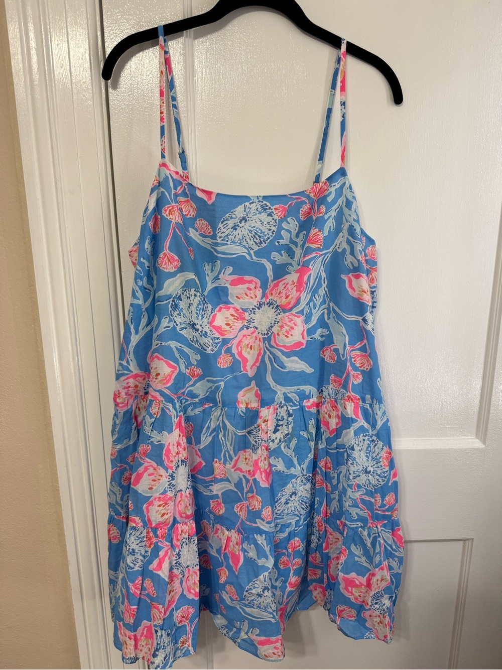Lilly Pulitzer Alessia Dress Blue Floral Spaghetti-Strap Sundress